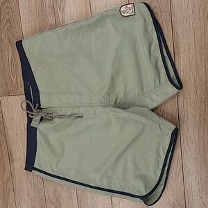 KANVAS Katin Custom Surf Trunks Light Green Nylon Mens‎ Board Shorts Sz 34 RARE